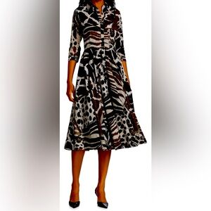 Samantha Sung Elegant Animal Print Dress, Size 8